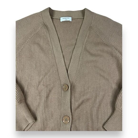 Artizia Babaton Tan Cardigan Wool Linen Blend Sweater Size Medium - Picture 2 of 5